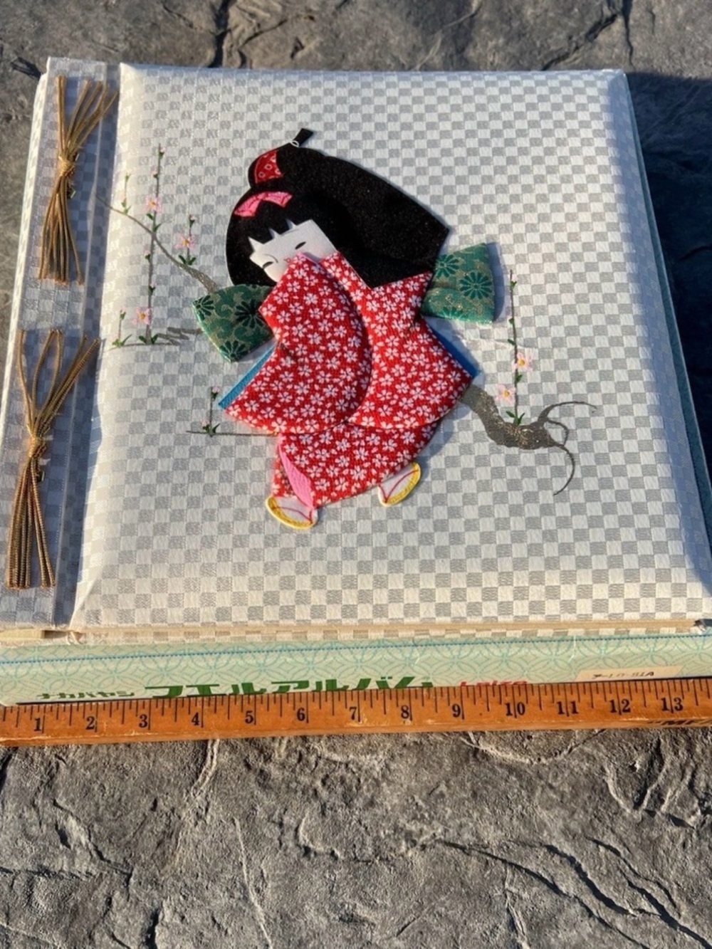 Vintage MCM Oriental Photo Album Baby Book Child Fabric Cover Chinese New - Picture 15 of 16